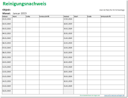 Microsoft excel ergänzt durch wichtige. Reinigungsnachweis Reinigungsplan Als Excel Vorlage Alle Meine Vorlagen De