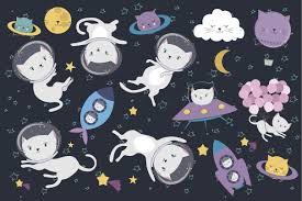 Space Cats Illustrations Pattern Space Cat Space Animals Cat Illustration