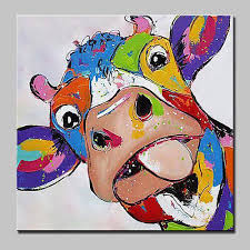 Oil Painting Hand Painted Animals Modern Contemporary Stretched Canvas With Stretched Frame 2021 Us 143 99 Funny Paintings Animal Paintings Colorful Animal Paintings