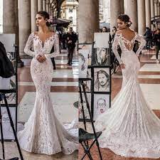 Lace long sleeve open back plus size wedding dress. Elegant Robe De Mariee Beach Mermaid Wedding Dress Open Back Lace Long Sleeve Wedding Gown Vestidos De Noche From Holyok 33 123 87 Dhgate Com