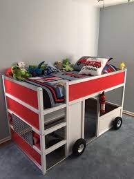 Fdny Fire Truck Bunk Bed From Ikea Kura Ikea Hackers Ikea Kura Bed Ikea Bunk Bed Boys Bedding