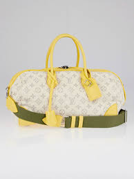 Voyage pm briefcase laptop bag article: Louis Vuitton Limited Edition Jaune Monogram Denim Speedy Round Bag Yoogi S Closet