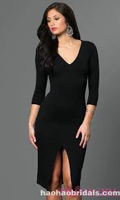 Only 99 00 Form Fitting Three Quarter Sleeve V Neck Dress Pd1528002 Black Homecoming Dress Hoco Dresses Homecoming Dresses