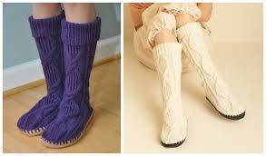 And while some of these slippers are more like knitting a sock, others start flat and then you sew them you can knit these slippers with garter stitch and a few knitting basics. Knit Knee High Cable Slipper Socks Free Knitting Pattern