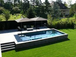 piscine hors sol realisee en beton par carre bleu linas architecte lode architecture piscine et jardin amenagement piscine