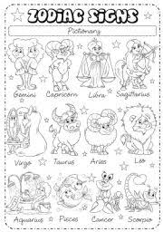zodiac signs 1 3 pictionary esl worksheet by joannaturecka