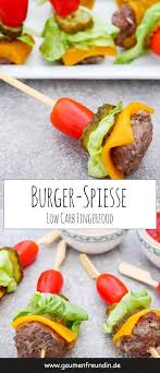 Werbung Schnelles Rezept F R Low Carb Burger Spie E Mit Hackb Llchen Gurken Und Tomaten Die Burger Bit In 2020 Healthy Finger Foods Low Carb Burger Burger Bites