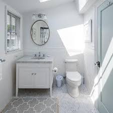 Blue chinoiserie border pattern in the bathroom. Scroll Bathroom Border Tiles Design Ideas