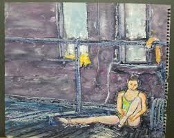 Robert Ubhaus (American 20th Cent) Original Signed Mixed Media Ballet Dancer