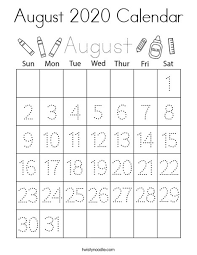 This free printable features the month of august. August 2020 Calendar Coloring Page Twisty Noodle