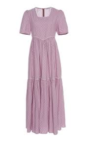Batsheva Empire Maxi Cotton Dress In Purple Modesens