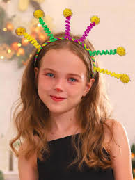 Cute Headband Light Up Antenna Headband Handmade Bee Party Rave Easter  Festival Hair Accessory for Children and Adults(Six Antennae), Green Purple  ...
