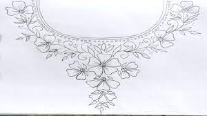 Redwork embroidery inspiration pattern art drawings prints coloring pages. 5 Neck Hand Embroidery Designs For Dress And Blouse Embroidery Pattern Drawing Step By Step à¦… à¦•à¦¨ Youtube