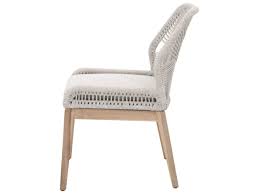 Find rattan dining chairs from a vast selection of chairs shop ebay! Essentials For Living Outdoor Woven Taupe White Flat Rope Pumice Aluminum Wood Cushion Dining Chair Set Of 2 Efl6808kdwtapumgt