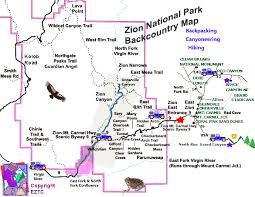 Zion National Park Backcountry Map Backcountry Map Zion