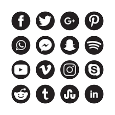 أيقونات وسائط التواصل الاجتماعي الدائرية بالأبيض والأسود صور المتجهات مع المواد png social media icons vector social media icons free social media icons