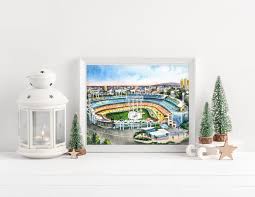 Dodger Stadium Watercolor Print