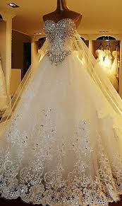 319 99 Ball Gown Wedding Dresses Sweetheart Neckline Cathedral Train Lace Over Tulle Strapless Sparkle Shine Floral Lace With Beading 2020 Ball Gowns Wedding Wedding Dress Train Wedding Dress Organza