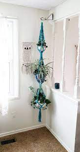 Boho Room Decor Hippie Room Decor Triple Macrame Plant Hanger Boho Living Room Decor Boho Home Decor Turquoise Macrame 3 Tier Boho Room Decor Hippie Room Decor Boho Living Room Decor