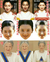 成婚前の美智子さんは 右側だけの顔だと ふっくら大きくなる 成婚後のミッチーズは反して 左側だけの合成だと細面になってくびまで細くなる 面白い画像 皇族 面白画像