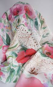 Echarpe Soie Papillons Le Jardin Des Reves Hand Painted Silk Scarf Hand Painted Silk Silk Painting
