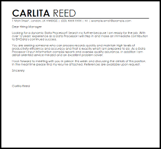 Data Processor Cover Letter Sample Cover Letter Templates Examples