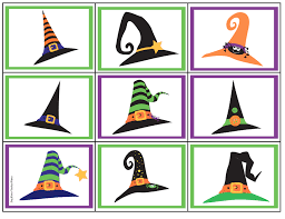 Alien Black And White Hat Riddle Boy Mama Free Witch Hat Memory Game For Halloween Halloween Games Activities Halloween Party Games Halloween Preschool
