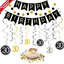 Decorated with frostings and candy. 30th Birthday Decorations Kit For Men Women 30 Years Old Party No Assembly Required Black Gold Happy Birthday Banner Hanging Swirls Circle Dots Hanging Decoration Number 30 Table Confetti Buy