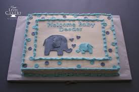 Baby Boy Shower Cake Sheet Cake Elephants Polka Dots Baby Shower Cakes For Boys Peanut Baby Shower Baby Shower Sheet Cakes