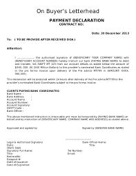 Format for giving consent and bank details on letter head of vendor date: Doc Bank Payment Declaration For Mt103 Swift Akd Akd Academia Edu