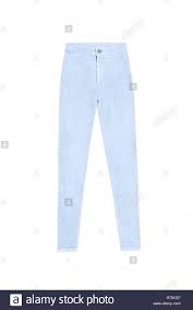 Women S Light Blue Skinny Jeans Pants Isolated On White Background Stock Photo Alamy