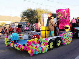 The dispatch float used symbols that interpreted all three themes: Parade Decorating Resources Usd