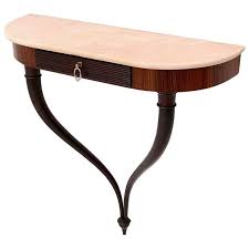 Demilune Wood And Beech Wall Mounted Console Table With Marble Top Italy 1950s Marble Top Console Table Demilune