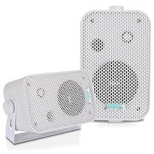 Designed to hide in garden beds. Dual Waterproof Outdoor Speaker System 3 5 Inch Pair Of Weatherproof Wall Ceiling Mounted Speakers W Heavy