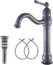 Different from the other vessel bathroom sink, its surface will add a sense of mystery and modernity to your decoration. Ggstudy Bathroom Faucet 360 Swivel Single Handle One Hole Bathroom Vessel Sink Faucet Matching Pop Up Drain Grey Farmhouse Bathroom Vanity Faucet Amazon Com