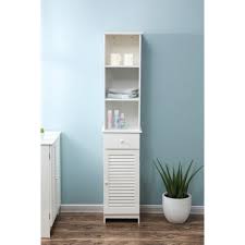Shop Shutter Door Bathroom 64 2in H Tall Cabinet In White Overstock 28733945