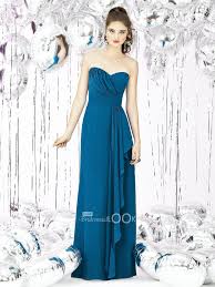 Floor Length Strapless Ocean Blue Bridesmaid Dress Floor Length Chiffon Bridesmaid Dresses Bridesmaid Dress Styles Bridesmaid Dresses