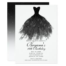 Black White Elegant Glam Dress Sweet 16 Party Invitation Zazzle Com Sweet 16 Party Invitations Sweet 16 Parties Sweet 16 Dresses
