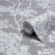 Black And Silver Wallpaper B Q Colours Charcoal Maple Tree Mica Wallpaper Diy At B Q Metal Tree Wall Art Diy Wallpaper Shiny Wallpaper