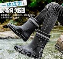 PAFHL Men's Rain Boots with Reflective Tape, Farming Work, Black,  Waterproof, Soft, Squeek, Non-Slip, Long Length, Shaft Height 15.7 inches  (40 cm)