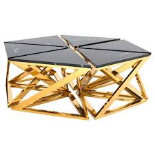 Eichholtz Galaxy Modern Classic Black Marble Gold Octagonal Coffee Table Octagonal Coffee Table Coffee Table Vintage Gold Coffee Table