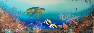 Coral reefs are warm, clear, shallow ocean habitats that are rich in life. Together In Art A Community Expression And Party Sea Life Paintings