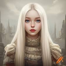 Detailed portrait of an androgynous opal queen with opal eyes and white  hair in HD digital art