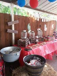 Cowboys, pretty gals, good foot stompin' music means one rootin', tootin' good time for all of your guests. Pin By Isabel Lozano On Cowboy Western Theme Birthday Party Western Theme Party Western Theme Party Decorating Ideas Cowboy Party Decorations