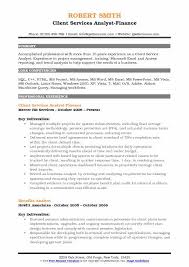 client service analyst resume samples