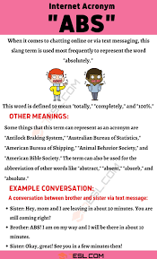 Abs Meaning What Does Abs Mean And Stand For 7esl Meant To Be Other Ways To Say English Words