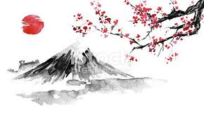 Japan Traditional Sumi E Painting Indian Ink Illustration Japanese Sakura Art Sumi E Painting Sakura Painting