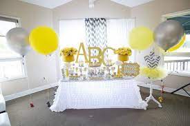 Baby Shower Tema Abecedario Amarillo Y Gris Yellow Nursery Decor Grey Nursery Decor Baby Shower Gender Reveal