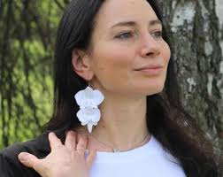 White Orchid Stud Earrings/flower Earrings/ Phalaenopsis Earrings/orchid  Jewelry/floral Earrings/bridesmaids Earrings/gift for Her