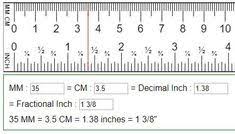 Convert Mm Cm To Fractions Of Inches Cm To Inches